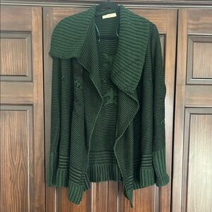 Elodie Dark Green/Black Open Front Cardigan